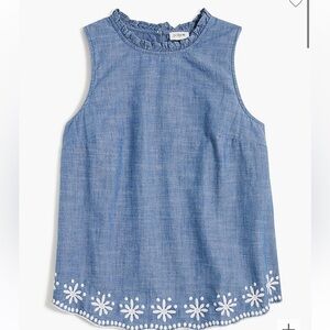 J. Crew Chambray hight neck swing top . Size Xs  Style BI351